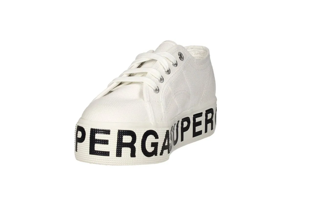 Blucher Lona Blanco Piso Doble Goma Superga Negro