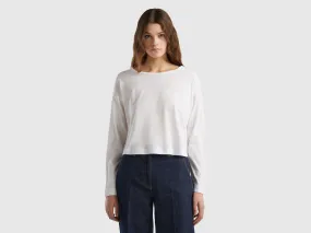 Camiseta blanca de algodón de fibra larga