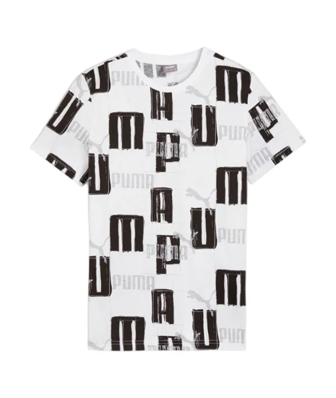 Camiseta Puma Essentials + AB AOP Infantil Blanco