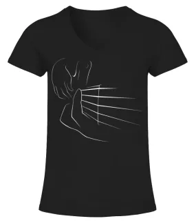 Guitar bass finger Camiseta cuello pico Mujer