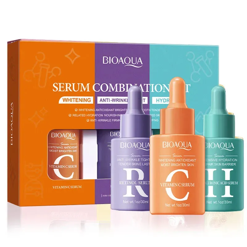 KIT X 3 DE SéRUMS/SUEROS FACIALES: RETINOL, VITAMINA C Y CIDO HIALURóNICO  BIOAQUA