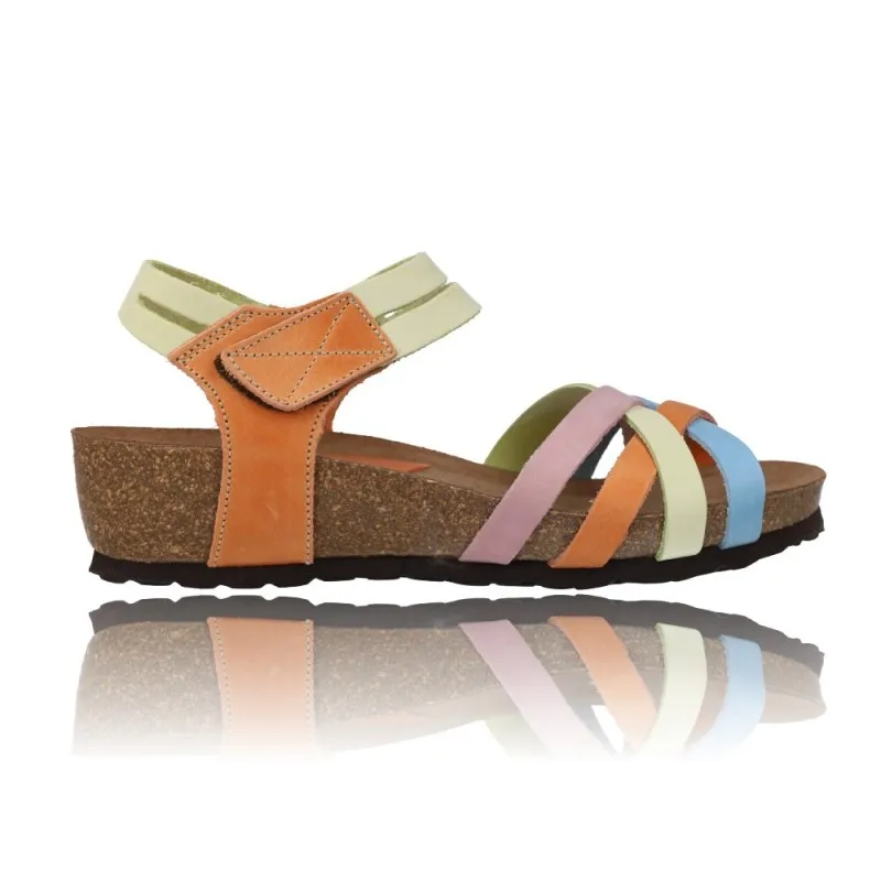 SANDALIAS CON CUñA PARA MUJER INTERBIOS 5338  COLORIDO