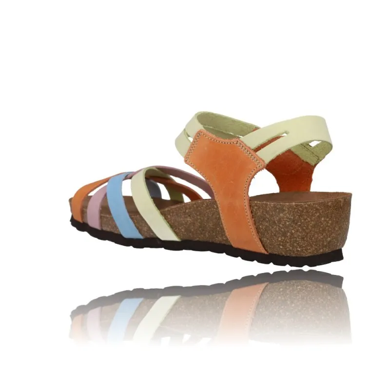 SANDALIAS CON CUñA PARA MUJER INTERBIOS 5338  COLORIDO