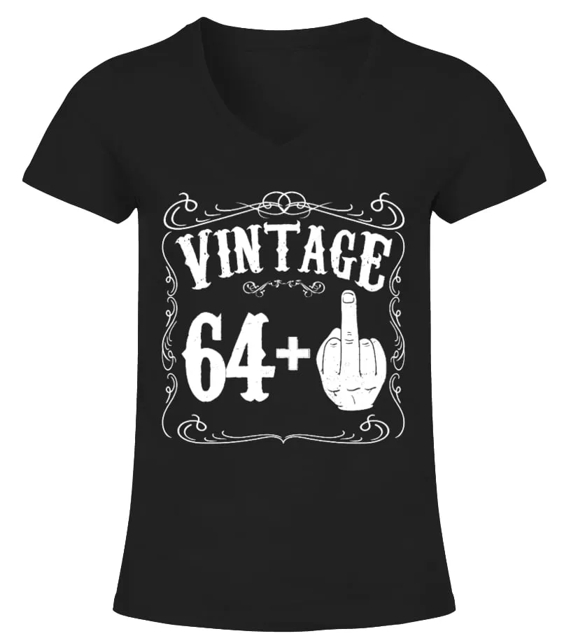 Vintage middle finger salute 65th Camiseta cuello pico Mujer