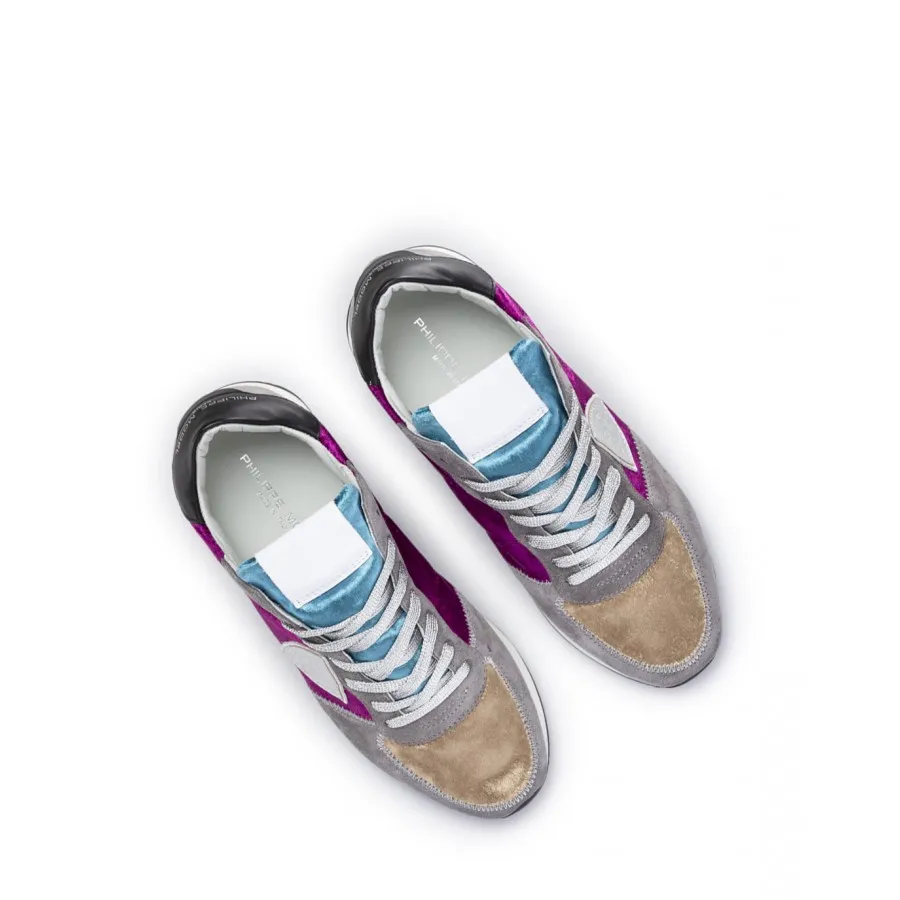 Zapatos Mujeres Sneakers PHILIPPE MODEL Paris TZLD EB10 Velour Multi Gris